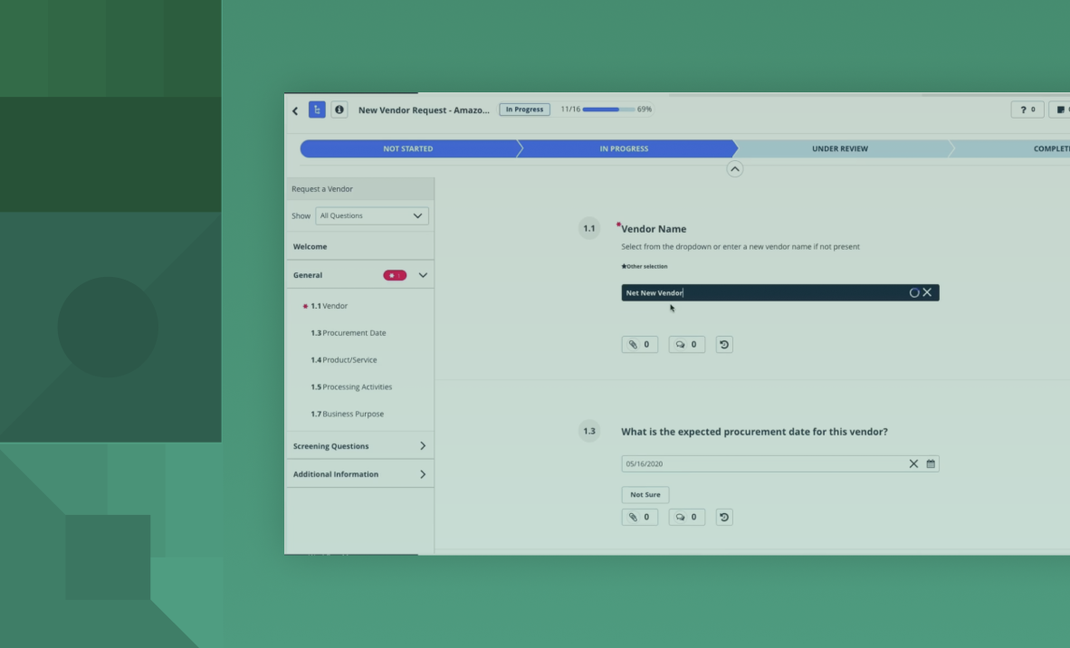capture d’écran de la plateforme de protection de la vie privée Onetrust
